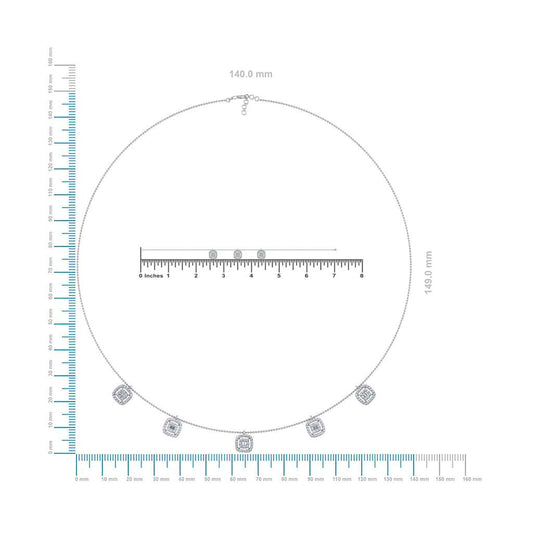 14K White Gold Square Necklace Bracelet Set 1-1/3 Cttw