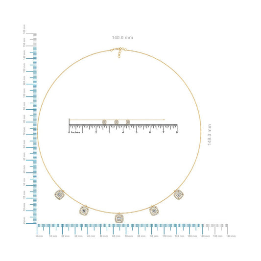 14K Yellow Gold Square Necklace Bracelet Set 1-1/3 Cttw
