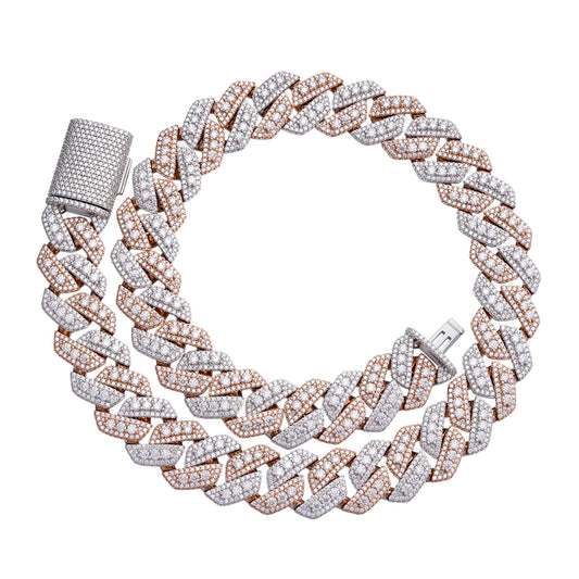 Sterling Silver Round Big Stone in Center Surrounded with Small Stones 20mm Moissanite Cuban Chain 22Inch Necklace RP+PP 55-5/8 Cttw