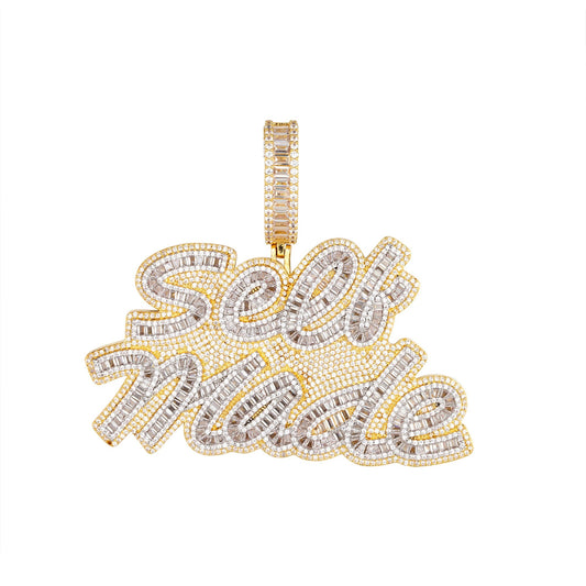 Sterling Silver Round Moissanite Self Made Word Pendant RP+GP 15-1/5 Cttw