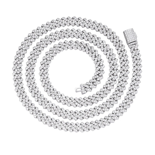 Sterling Silver 6mm Round Moissanite Cuban 18 Inch Necklace RP 5-3/8 Cttw