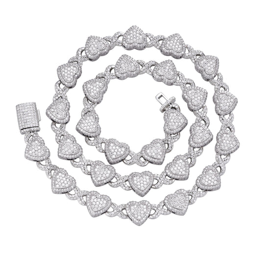 Sterling Silver Round Moissanite Infinity Heart Designer 18 Inch Necklace RP 19 Cttw