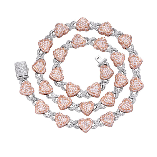 Sterling Silver Round Moissanite Infinity Heart Designer 18 Inch Necklace RP+PP 19 Cttw