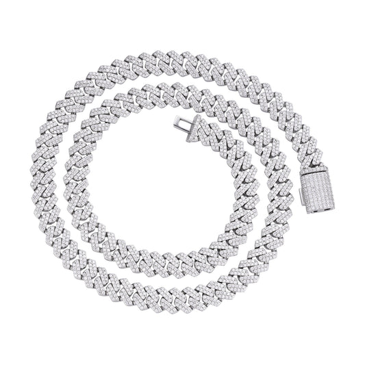 Sterling Silver 8mm Round Moissanite Cuban 18 Inch Necklace RP 8-1/3 Cttw