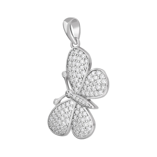 Sterling Silver Round Moissanite Butterfly Animal Pendant RP 1 Cttw