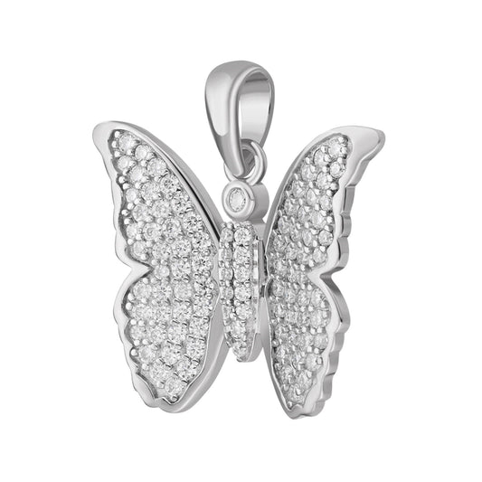 Sterling Silver Round Moissanite Butterfly Animal Pendant RP 3/4 Cttw