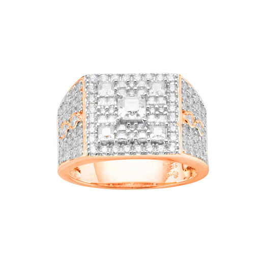 Sterling Silver Round Baguette Moissanite Square Shape Designer Sz 9 Mens Ring RP+PP 2-3/8 Cttw