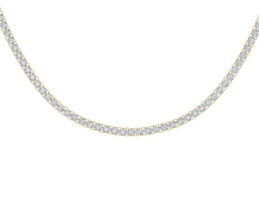 10K Yellow Gold 3mm Round Cvd Diamond 22 Inch Tennis Necklace 18-1/2 Cttw