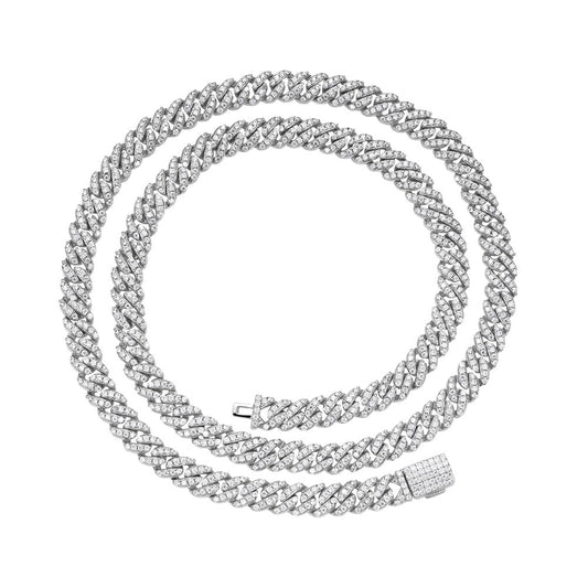 Sterling Silver Moissanite Cuban Chain Necklace 22IN RP 7 Cttw