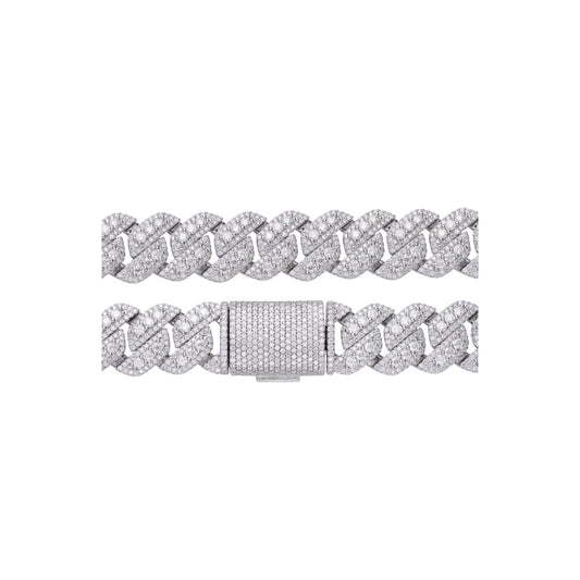 Sterling Silver Round Big Stone in Center Surrounded with Small Stones 20mm Moissanite Cuban Chain 22Inch Necklace RP 55-5/8 Cttw