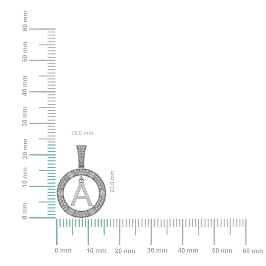 10K White Gold Round Diamond A Letter Initial Pendant 1/5 Cttw
