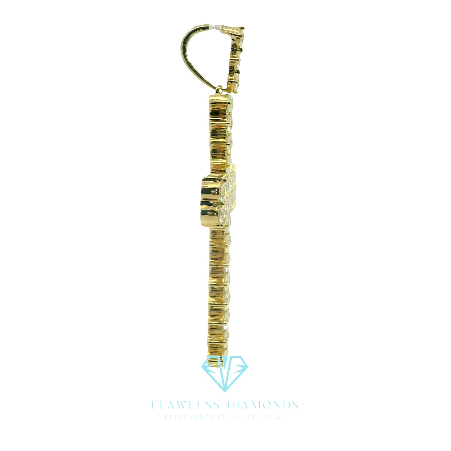 Yellow Gold Cross Pendant with Round Brilliant Diamonds