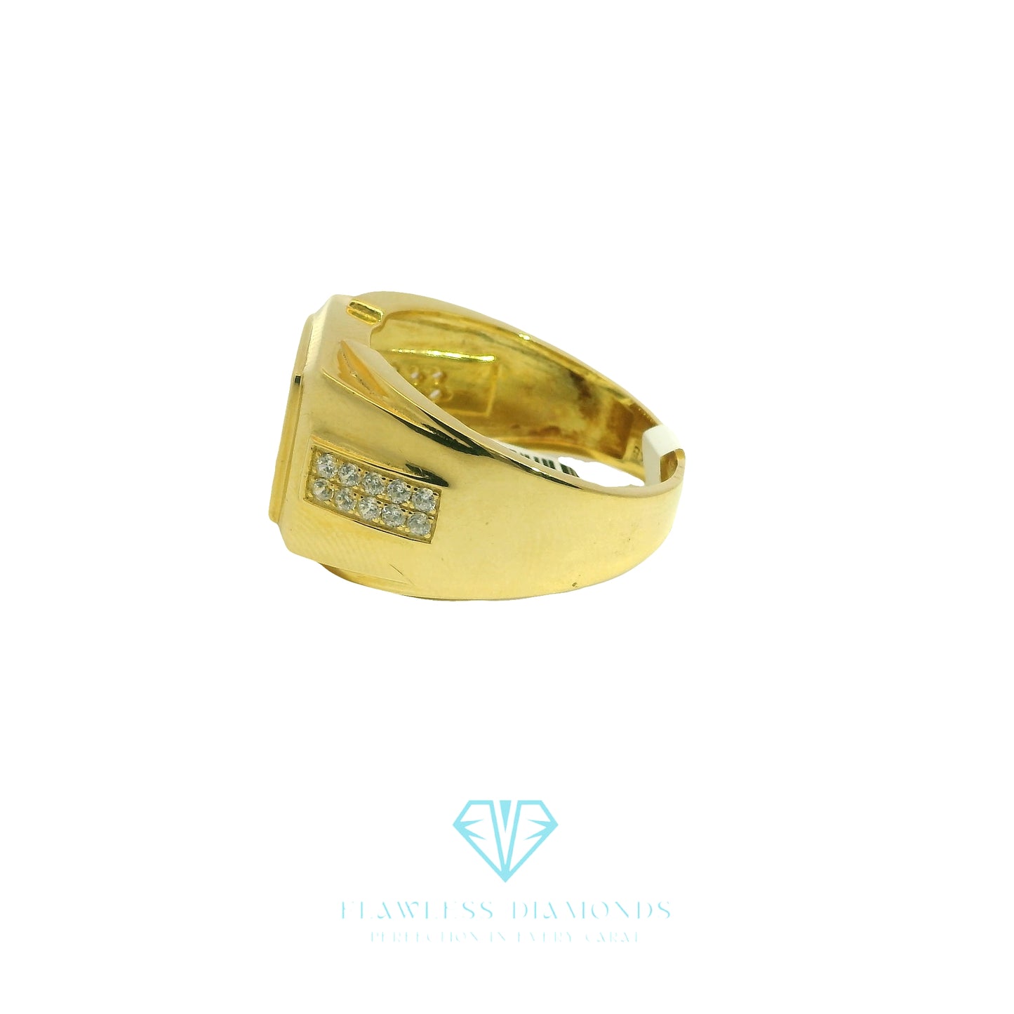 Yellow Gold Ring with Pave Set Round Brilliant Cut Diamonds
