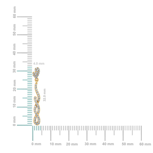 10K Yellow Gold Round Diamond Infinity Dangling Earrings 1/2 Cttw