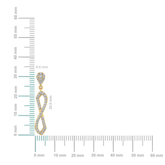 10K Yellow Gold Round Diamond Twisted Dangling Earrings 7/8 Cttw