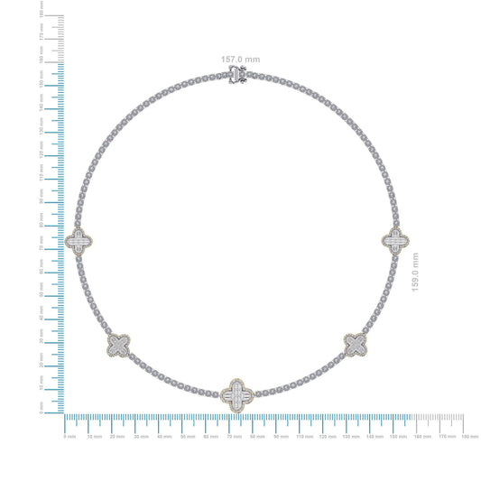 10K Yellow White Two Tone Round Baguette Diamond Designer 18 Inch Necklace 2-1/5 Cttw