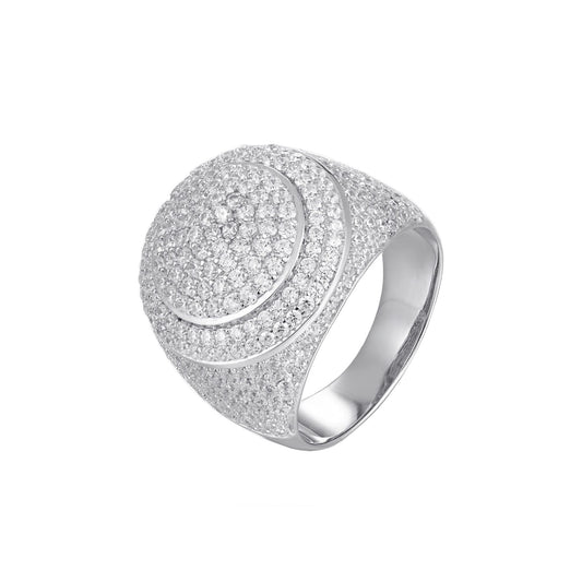 Sterling Silver Round Shape CZ Designer Sz 7 Mens Ring RP