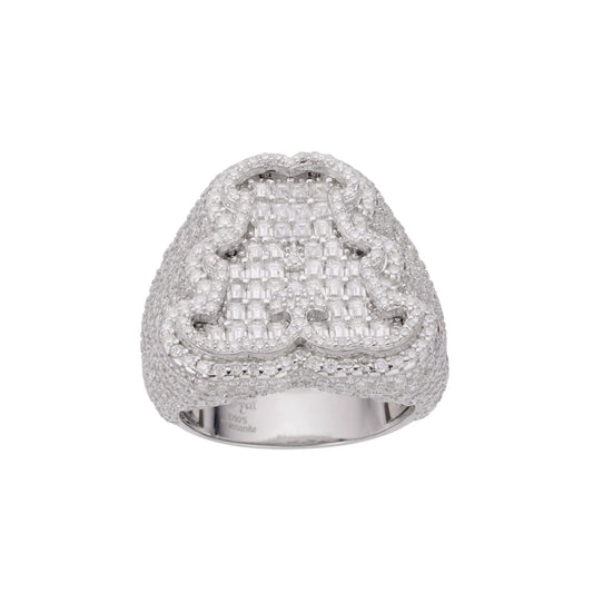 Sterling Silver Round Baguette Moissanite Albhabet A letter Initial SZ 10 Mens Ring RP 7-5/8 Cttw