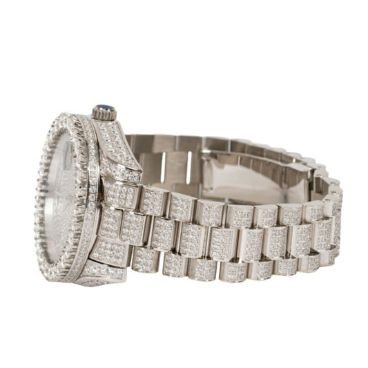 Moissanite Stainless Steel White Band Mens Watch 17-1/3 CT