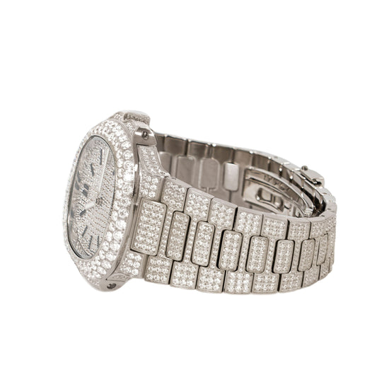 Moissanite Stainless Steel White Band Mens Watch 18-1/3 Cttw