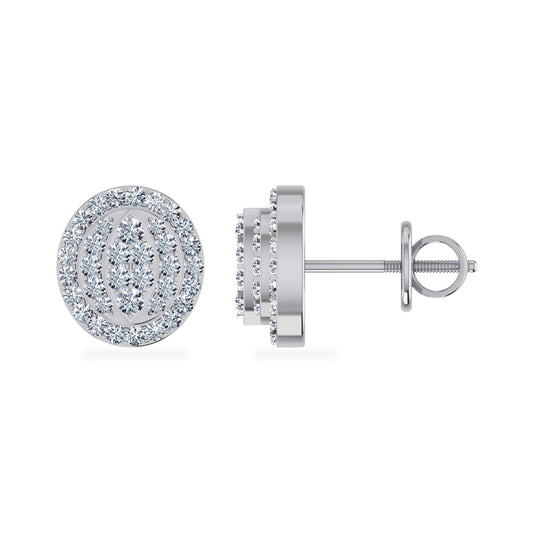 10K White Gold Round Diamond Cluster Round Shape Stud Earrings 1/4 Cttw
