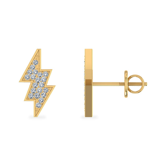 10K Yellow Gold Round Diamond Designer Stud Earrings 1/8 Cttw