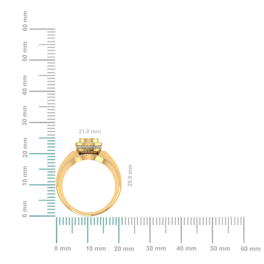 10K Yellow Gold Round Baguette Diamond Pear Shape Sz 7 Designer Ladies Ring 3/4 Cttw