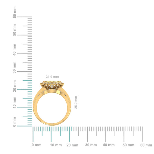 10K Yellow Gold Round Baguette Diamond Heart Shape Sz 7 Designer Ladies Ring 3/4 Cttw