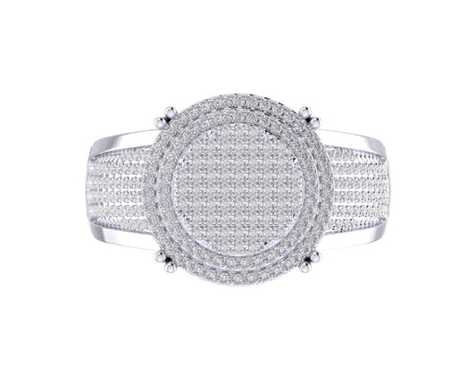 Sterling Silver Round Diamond Double Halo Designer SZ 10 Mens Ring 7/8 Cttw