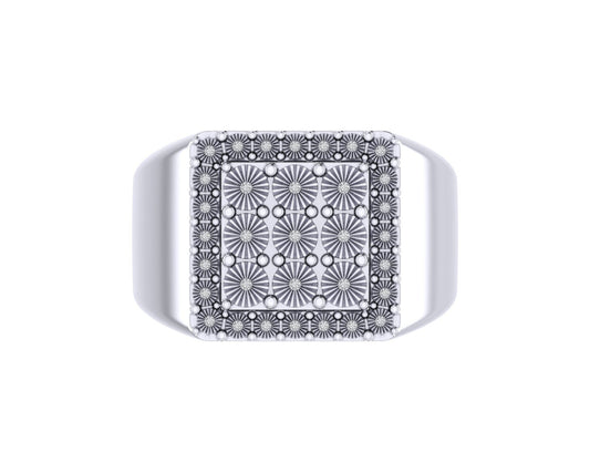 Sterling Silver Round Diamond SZ 10 Mens Floral Designer Ring 1-1/10 Cttw