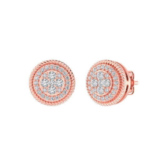 Sterling Silver Round Diamond Circle Shape Designer Stud Earring RP+PP 1/3 Cttw
