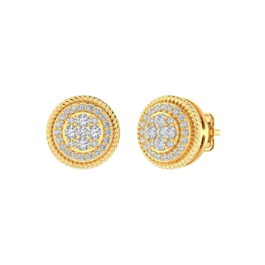 Sterling Silver Round Diamond Circle Shape Designer Stud Earring RP+GP 1/3 Cttw