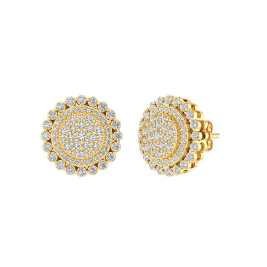 Sterling Silver Round Diamond Circle Shape Designer Stud Earring RP+GP 7/8 Cttw