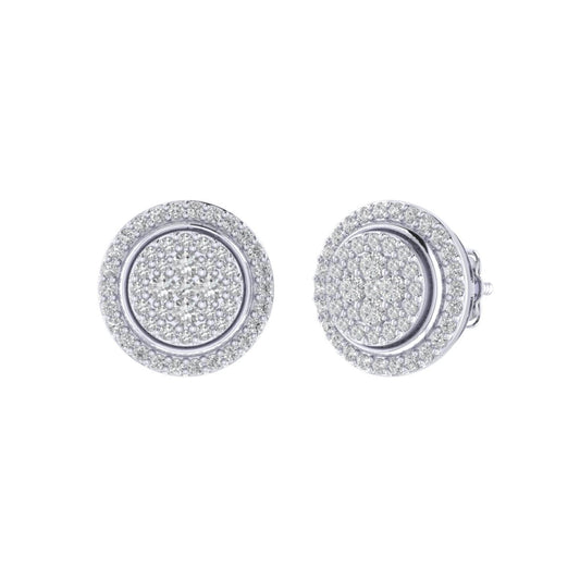 Sterling Silver Round Diamond Circle Shape Designer Stud Earring RP 1/2 Cttw