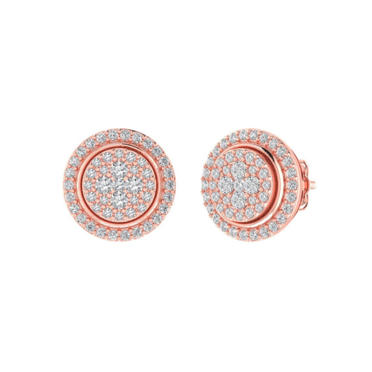 Sterling Silver Round Diamond Circle Shape Designer Stud Earring RP+PP 1/2 Cttw