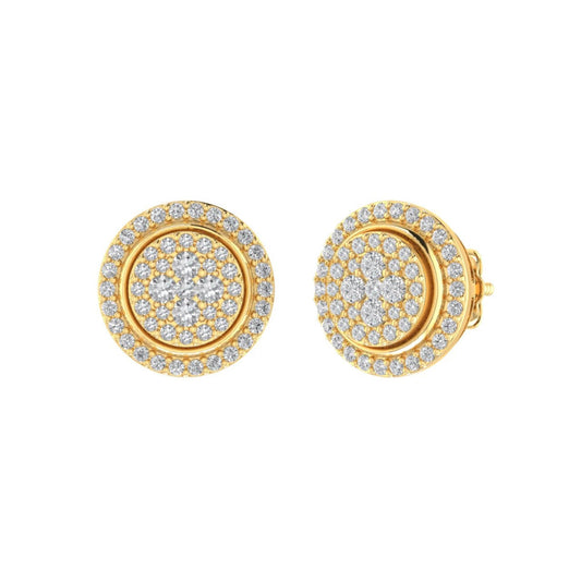 Sterling Silver Round Diamond Circle Shape Designer Stud Earring RP+GP 3/8 Cttw