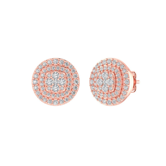 Sterling Silver Round Diamond Oval Shape Designer Stud Earring RP+PP 1/2 Cttw
