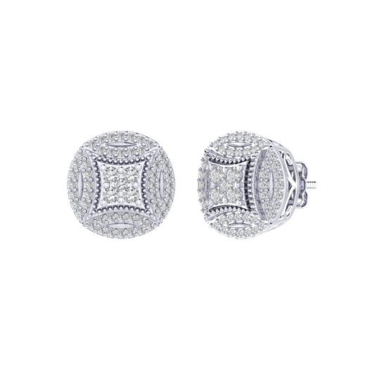 Sterling Silver Round Diamond Circle Shape Designer Stud Earring RP 3/8 Cttw