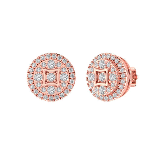 Sterling Silver Round Diamond Circle Shape Designer Stud Earring RP+PP 3/8 Cttw