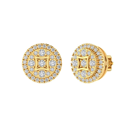 Sterling Silver Round Diamond Circle Shape Designer Stud Earring RP+GP 3/8 Cttw