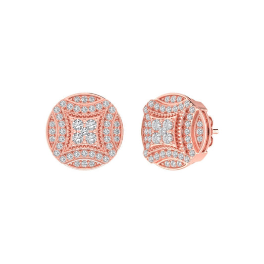 Sterling Silver Round Diamond Circle Shape Designer Stud Earring RP+PP 3/8 Cttw