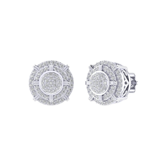 Sterling Silver Round Diamond Circle Shape Designer Stud Earring RP 1/3 Cttw