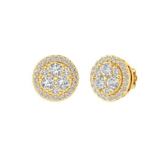 Sterling Silver Round Diamond Circle Designer Stud Earring RP+GP 1/4 Cttw