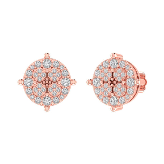 Sterling Silver Round Diamond Circle Designer Stud Earring RP+PP 3/8 Cttw