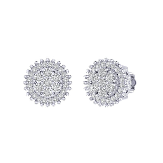 Sterling Silver Round Diamond Circle Designer Stud Earring RP 3/8 Cttw