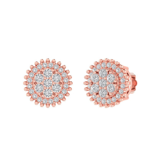 Sterling Silver Round Diamond Circle Designer Stud Earring RP+PP 3/8 Cttw