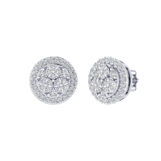 Sterling Silver Round Diamond Circle Shape Designer Stud Earring RP 1/4 Cttw