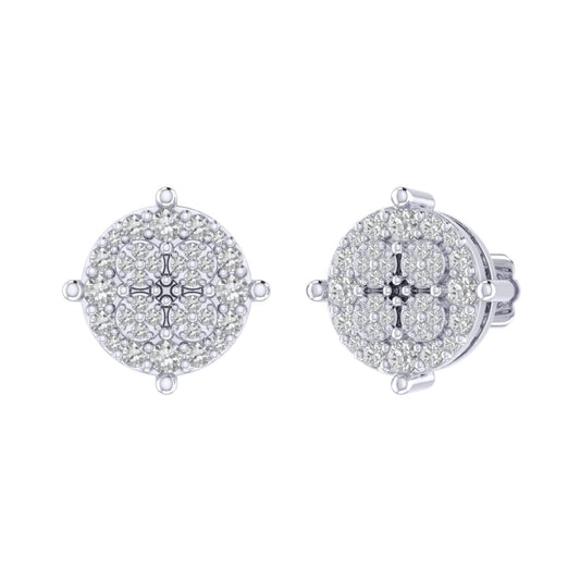 Sterling Silver Round Diamond Circle Shape Designer Stud Earring RP 3/8 Cttw