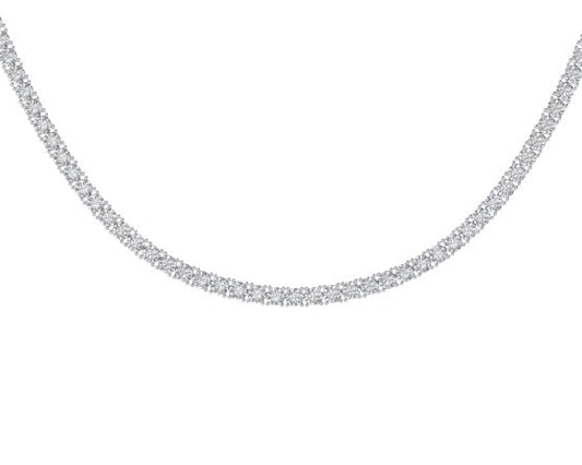 10K White Gold 3mm Round Cvd Diamond 18 Inch Tennis Necklace 15-5/8 Cttw