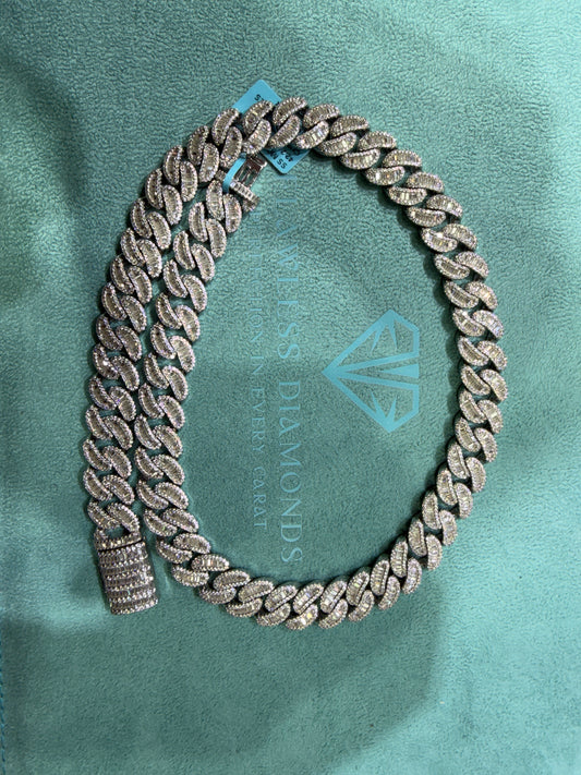 925 Moissanite baguette cut chain